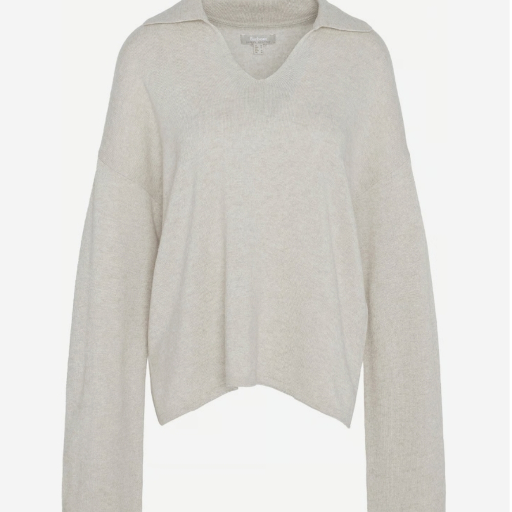 Barbour Fearne Knitted Jumper - Beige V-Neck Sweater